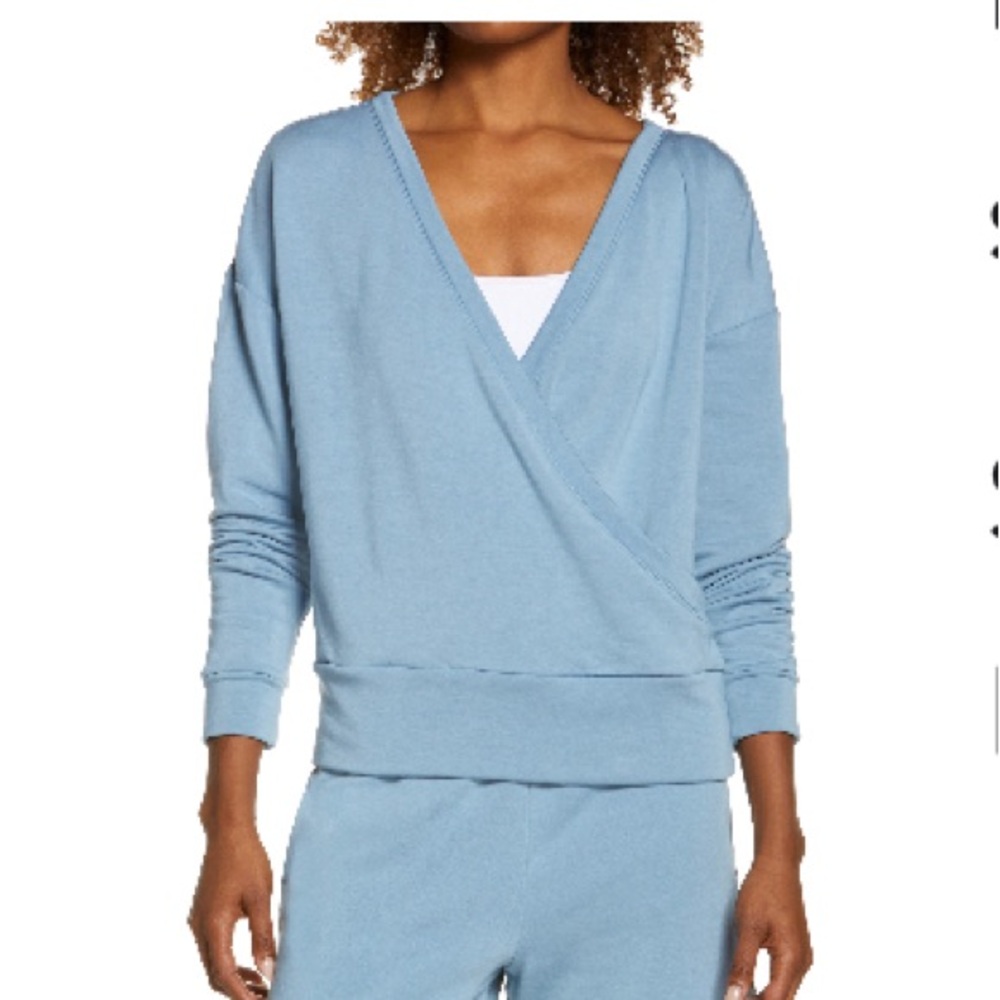 Zella peaceful wrap pullover in blue veil